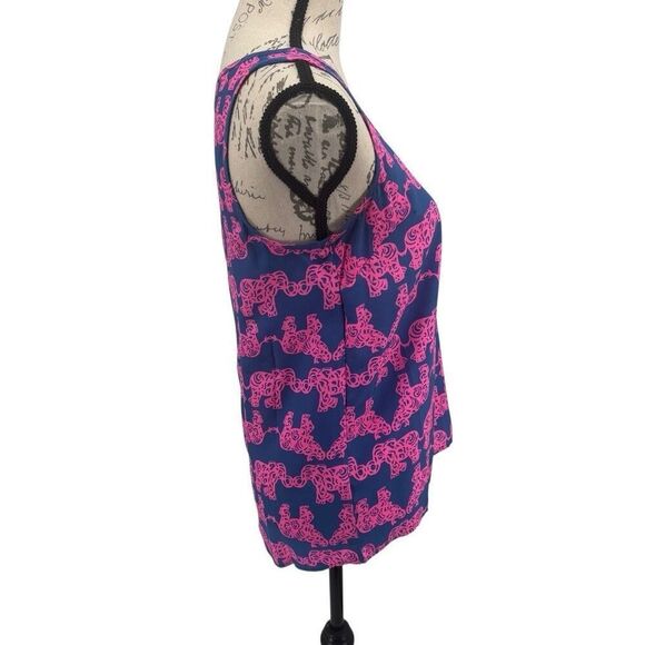 Lilly Pulitzer Palmetto Tank Top Pack Your Trunk Elephant Print Pink/Blue Small - Picture 7 of 10